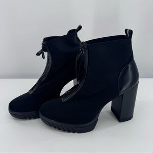 Zara Ankle Boots Black Zip Front Zip Platform Heeled‎ Bootie Size 10  New